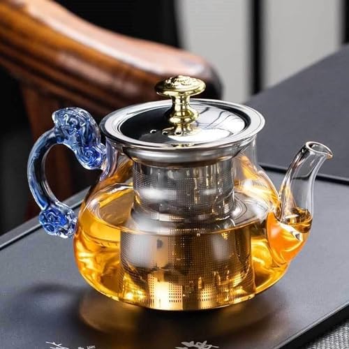Image of Glass Tea Pot with Stainless Steel Infuser 500ml - Transparent Loose Leaf Tea Brewer for Green Tea & Herbal Tea, Personal Size Clear Tea Kettle with Lid and Handle