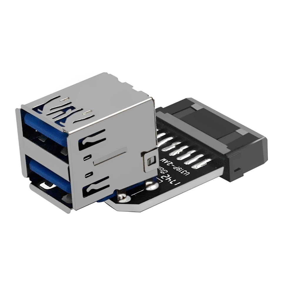 YiKaiEn19 Pin and 20 Pin to Two USB 3.0 Converter Adapter - Easily Connect Your Computer Motherboard to USB Devices (Model A)