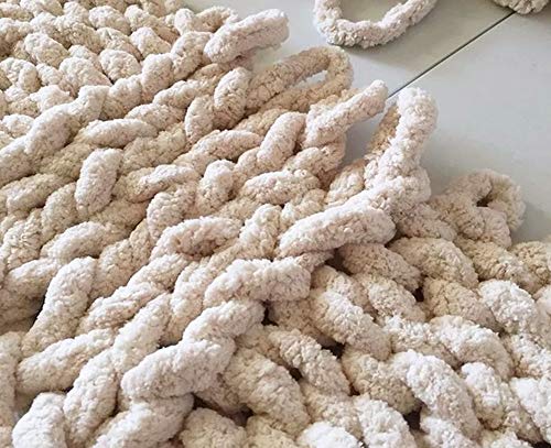 8 Pack Chunky Chenille Yarn For Blanket, Beige Super Bulky Soft Thick Fluffy Jumbo Giant Washable Polyester Big Yarn For Hand Knitting Extreme Diy Arm Knitting Throw Rugs Pillow 64Oz #TOP1