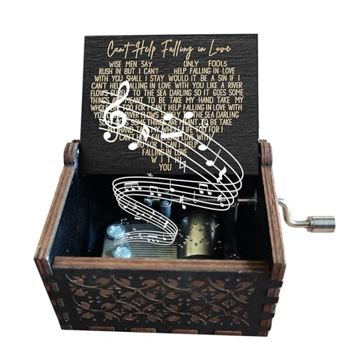 CDIYTOOL Carillon musicale in legno vintage con incisione "Can't Help Falling in Love", carillon intagliato a manovella, regalo per gli amici CDIYTOOL Carillon musicale in legno vintage con incisione "Can't Help Falling in Love", carillon intagliato a manovella, regalo per gli amici