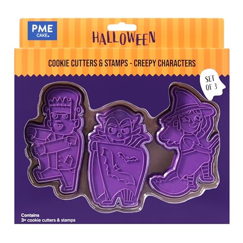 PME Halloween Cortadores y Sellos de Galletas - Personajes Espeluznantes (Set de 3)