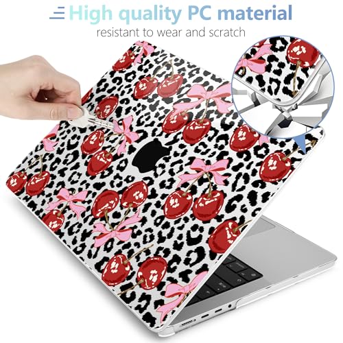 Image of MEEgoodo Case for M5 MacBook Pro 16 inch Case 2026 2024 2023 2021 with M5 M4 M3 M2 M1 Pro /Max Chip, Fit Model A3429 /A3428 /A3403 /A3186 /A2991 /A2780 /A2485, Leopard & Cherry
