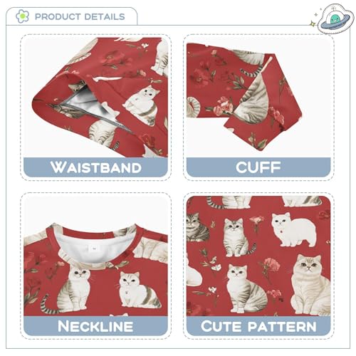 JUNZAN Sweet Scottish Fold Cats Red Kids Boys Sweatshirt Hoodie Crewneck Tops Clothing Shirts Athletic 4T3