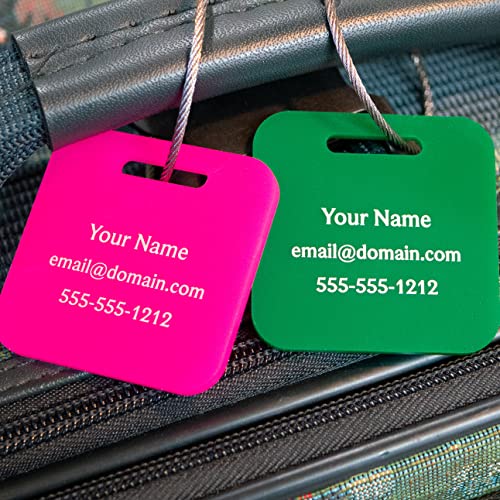 Custom Laser Etched Acrylic Tags For Luggage, Backpacks And Bags With Your Personalized Text, 2"X2" (Lime) #TOP7