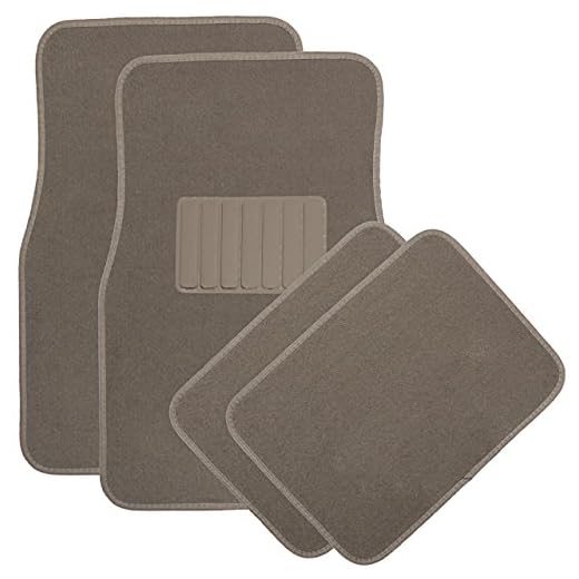 OxGord 4pc Full Set Carpet Floor Mats, Universal Fit Mat for Car, SUV, Van Trucks - Front Rear, Driver Passenger Seat Beige