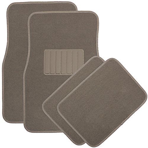 OxGord 4pc Full Set Carpet Floor Mats, Universal Fit Mat for Car, SUV, Van Trucks - Front Rear, Driver Passenger Seat Beige