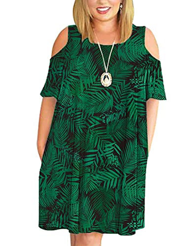 Image of Kancystore Women's Plus Size Summer Dresses Short Sleeve Casual T-Shirt Swing Dress with Pockets