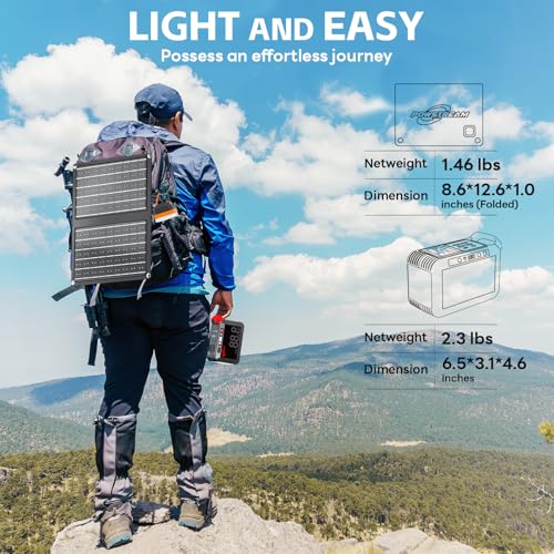 POWSTREAM 24000mAh Solar Generator with AC Outlet 120W Peak, 88.8Wh Portable Power Station with Panels 21W Included and Camping Lantern 248LM, Solar Powered Power Bank for Outdoor Camping Home Backup - Image 9