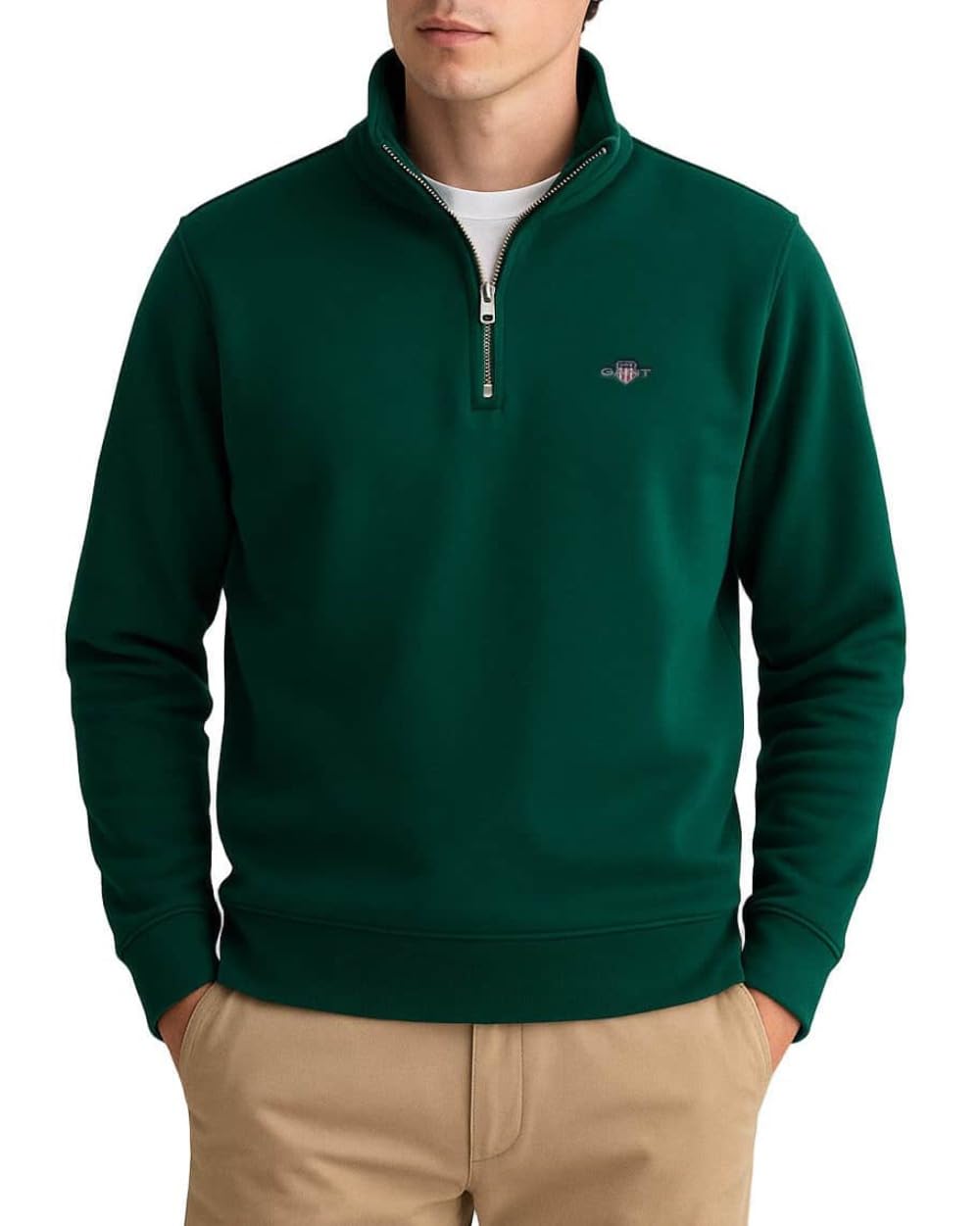 Gant Men's Deep Forest Green Reg Shield Half Zip Sweat, Xl