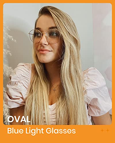 Image of Cyxus Blue Light Blocking Glasses Round Metal Frame Computer Glasses | Blue light blocking glasses featuring round metal frame, comfortable fit and versatile use for work, study and entertainment