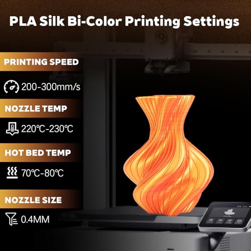 Image of Silk Dual Color Gold Red PLA 1.75mm 250g Spool Shiny 3D Printer Filament | Silk finish Bi Gold Red Coextrusion Shiny Smooth transition Neatly wound Color Change 0.25kg Small spool for Bambu Flashforge