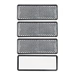 Rectangular reflectors to stick on, 4 pack, white, 88 x 35 x 9 mm dimensions, E-mark, rectangular reflectors for trailers, motorhomes, cat's eye left right, reflector tractor diffusing disc