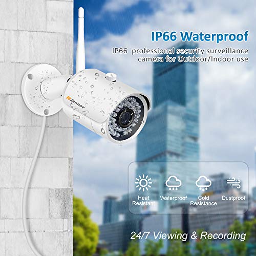 Jennov Add-On WiFi Security Camera Waterproof Outdoor Indoor 3.6mm Lens Day & Night Vision with Power Adapter Compatible with Jennov Wireless WiFi Camera System for Replacement