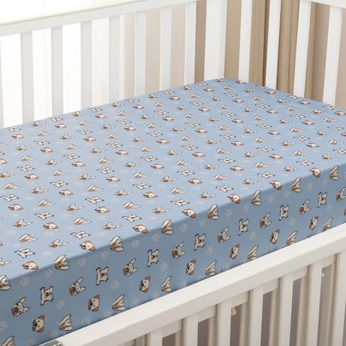 Image of PHF 3 Pack Soft Pet Dogs Crib Sheets Fitted, Comfy Breathable Baby Sheets for Boys Girls, 28x52 Inches Fits Standard Crib and Toddler Mattresses, Pet Dogs