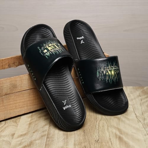 Image of YOHO Sliders for Men | Comfortable and Lightweight Slides | WB Cartoon & Comic Characters: Batman,Superman,Tom & Jerry,Rick & Morty,Big Bang Theory, Friends and Scooby Doo for Boys