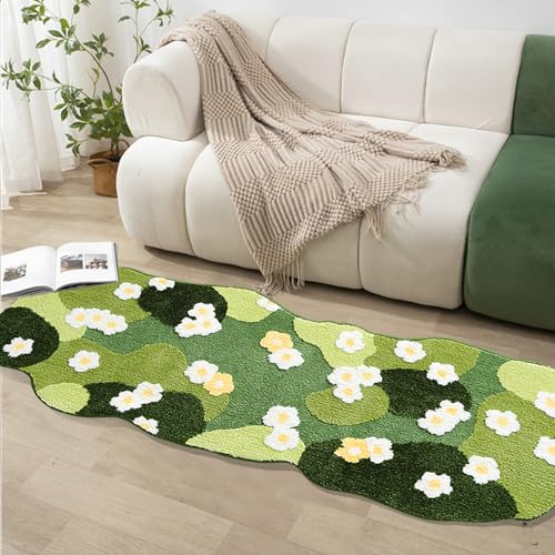 Sydzkjyxgs Moos Badezimmerteppich, Wald Blumen Badematte 3D Shag Moos Bereich Teppiche Moos...