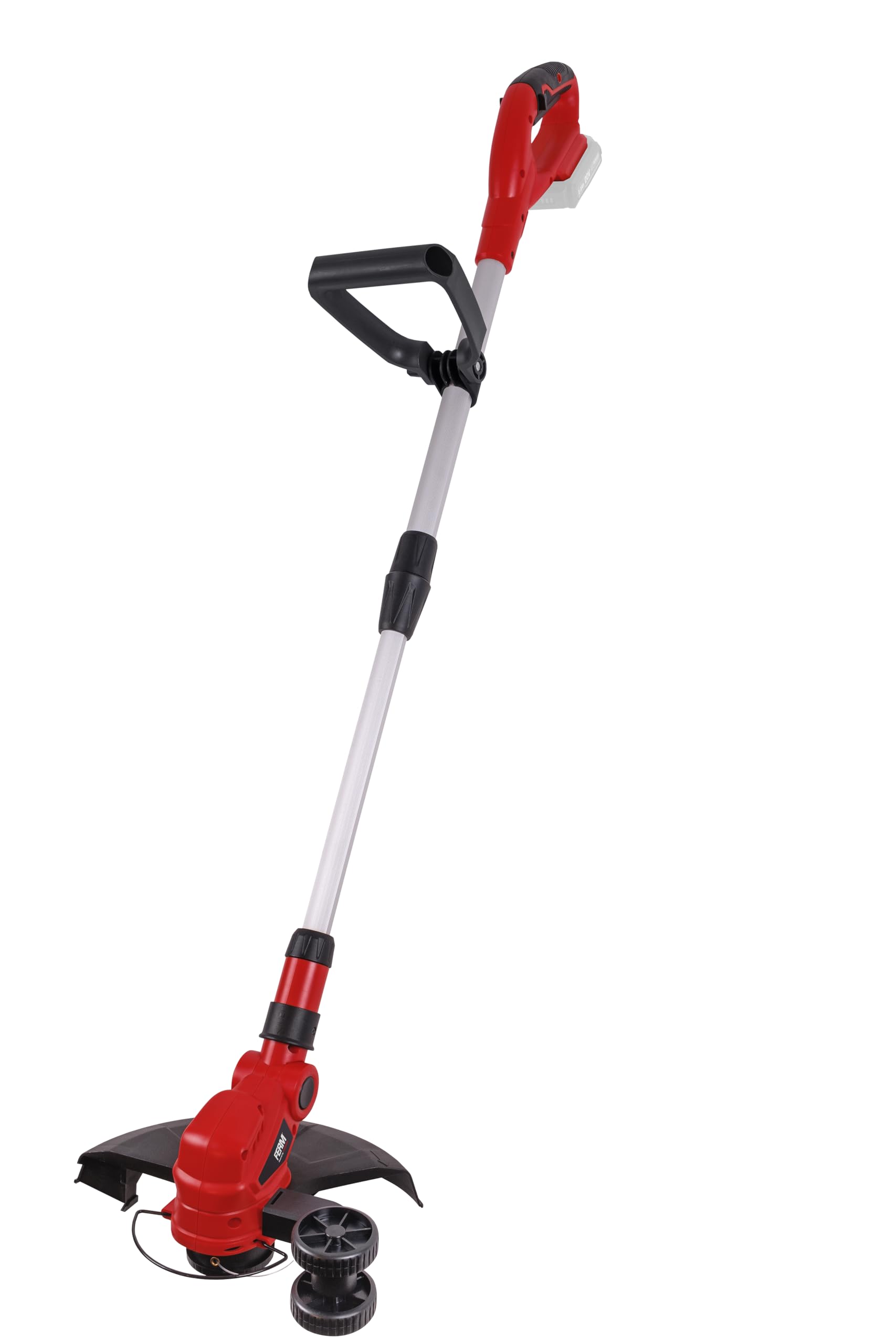 FERM Desbrozadora AX-Power 20 V – Mango telescópico – Rueda guía – Cabezal giratorio – Sin batería ni cargador – Diseño ergonómico – Sistema Tap & Go
