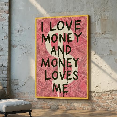 Tableau sur toile streetwear inspirant j'aime l'argent