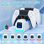 PS5 Controller Charger, 2024 Upgrade PS5 Charging Station for PlayStation 5 Dualsense & Edge Controller, with 6 RGB LED Light Mode, PS5 Fast Charging Station with Cable