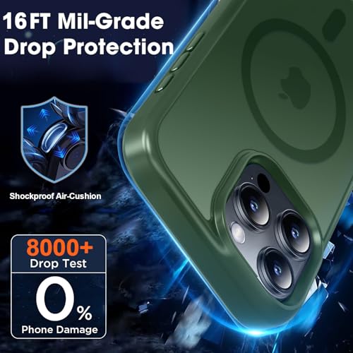 Image of MOCCA Magnetic Shockproof for iPhone 16 Pro Case,Midnight Green | 16ft Drop Tested | Compatible with MagSafe | Anti-Slip Matte Finish | Raised Camera & Screen Lip | Ultra-Slim Design