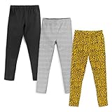 Mightly Girls' Leggings | Organic Cotton Fair Trade Certified 3-Pack Toddler and Kids Clothes Set, L