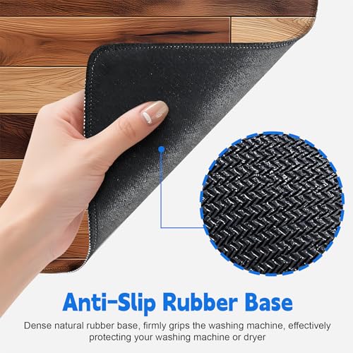 Image of Non-Slip Washer & Dryer Top Cover Mat Dust-Proof Protective Pad with Absorbent Surface & Rubber Backing, Waterproof & Heat Resistant Laundry Room Decor (Wood grain, 23.6 inch x 19.7 inch)