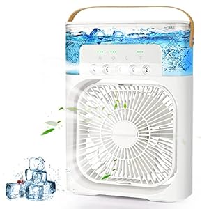 AILUKI Mini-airconditioner, 3-in-1 USB-verdampingsluchtkoeler, persoonlijke luchtbevochtiger met 7 kleuren led-licht…