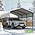 Real Relax 10x15FT Heavy Duty Metal Carport, Outdoor Carport Canopy with Galvanized Steel Roof and Reinforced Base for All-Weather, Garage Shelter Shade for Trucks, Boats, Party, Cream White