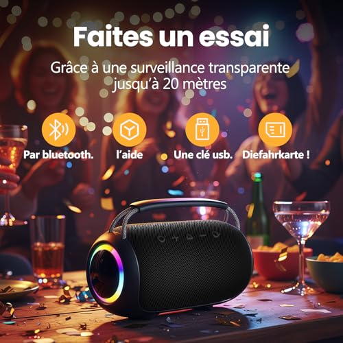 Enceinte Bluetooth sans fil portable d'extérieur pour musique clé USB et TF