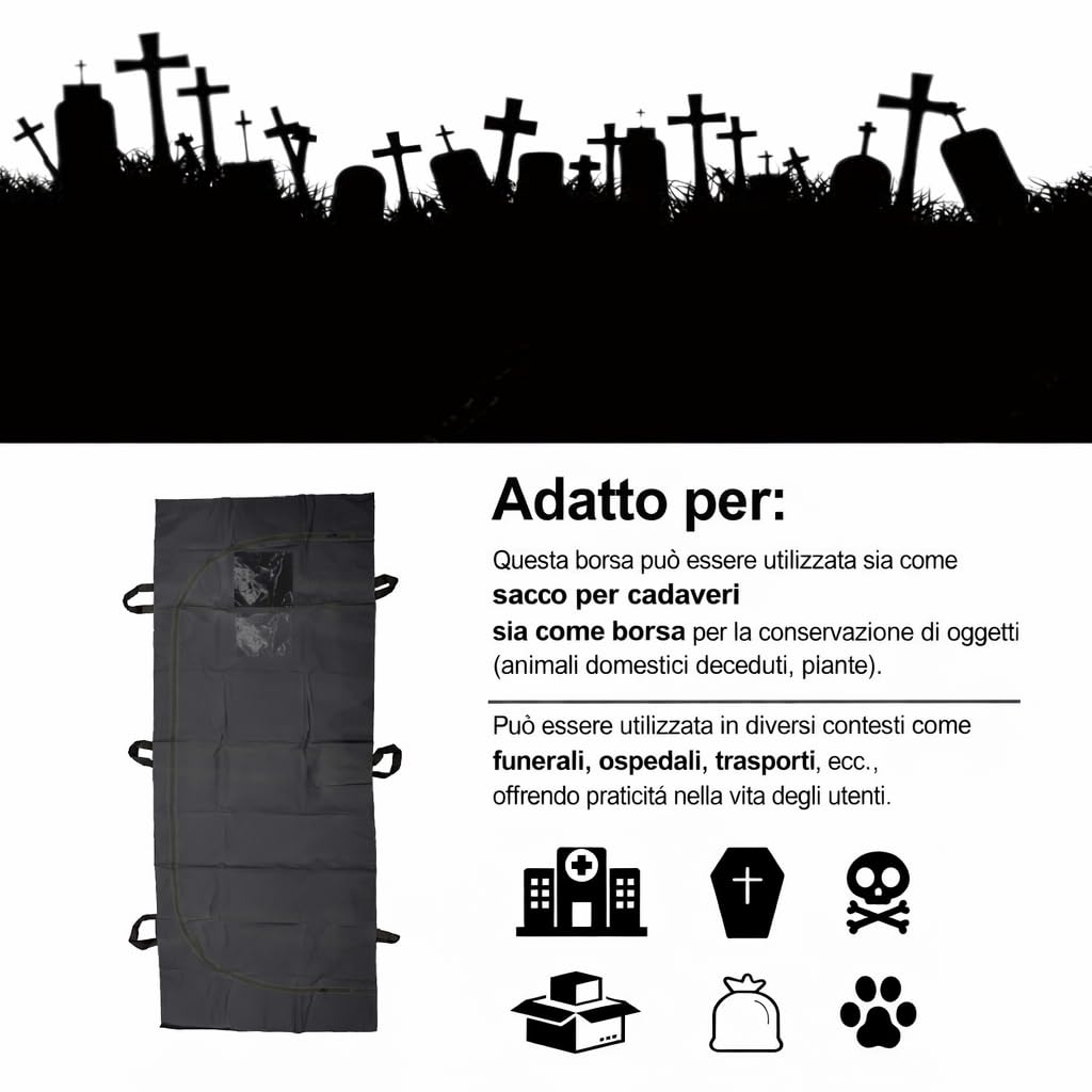 Sacco Recupero Salma| Sacca Recupero Cadaveri| Sacco Salma in Peva 220X80 CM| Sacca con 6 Maniglie