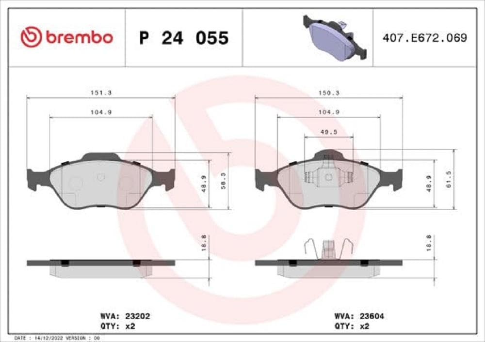 Brembo P 24 055 - Pastiglia Freno - Anteriore