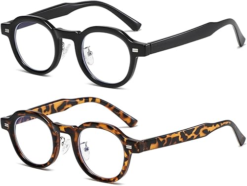 JOVAKIT Gafas redondas de bloqueo de luz azul para mujeres y hombres, estilo retro vintage, gafas de computadora sin receta