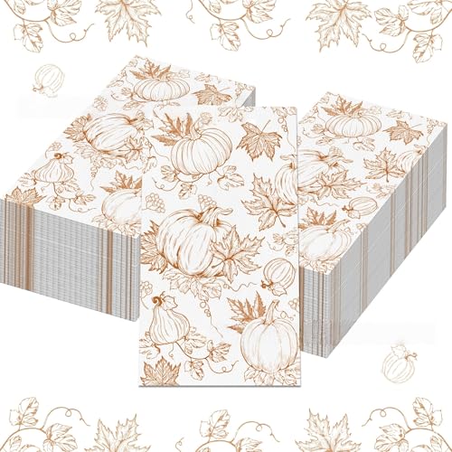 レトロなカボチャ使い捨て長方形ナプキン100枚、家庭、キッチン、バスルーム、ティーパーティー、結婚式、誕生日パーティー、その他のフェスティバル用のテーブル装飾パーティー用品。