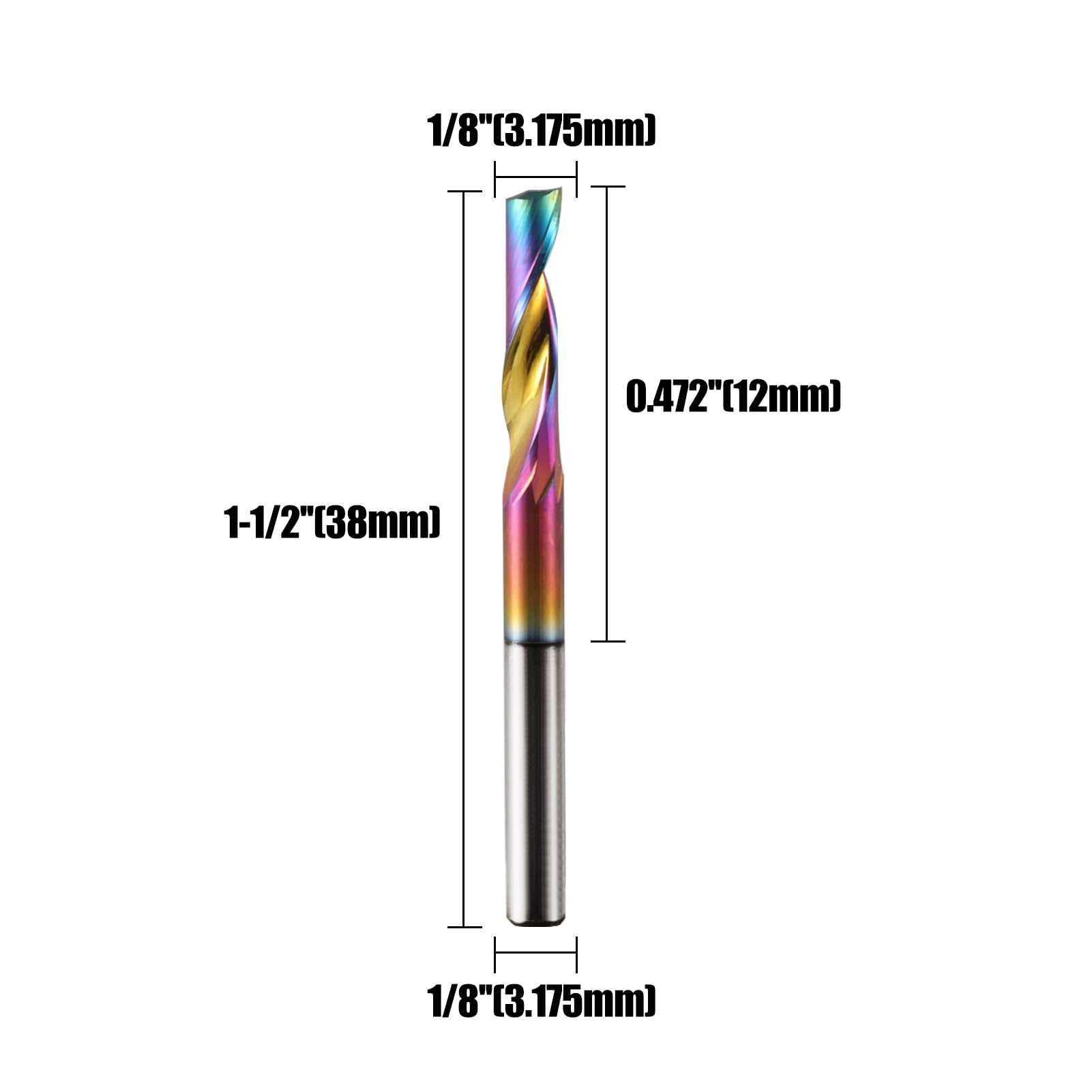 VHM Einzahnfräser Z1 3,175 mm SL=12 mm für Aluminium kurze Ausführung