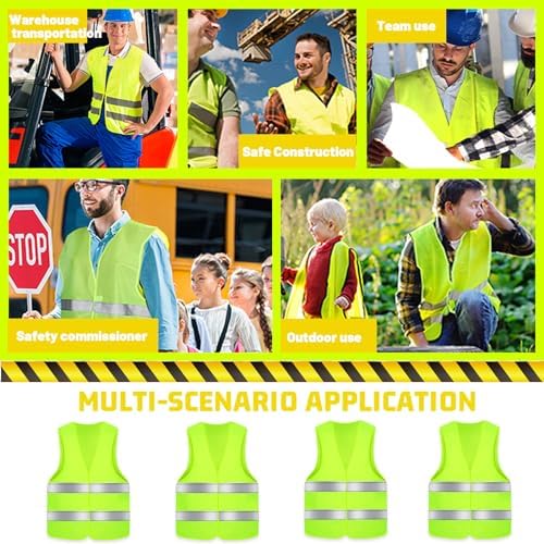 FAELNK Warnwesten Auto Pannenweste Warnweste 4 Stück Sicherheitsweste Neongelb KFZ Pannenhilfe Reflektierende Warnwesten für Autofahrern Arbeitskräften Pannenhilfe warnwetse – Bild 6