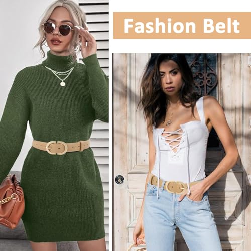 Image of PALAY Waist Belt for Women Dresses, Brown Black Belts for Women, Fashion Belts for Jeans, PU Leather Gold Buckle Ladies Belt for Woman Jeans Dress Trousers (Fit Waist 70-90cm)