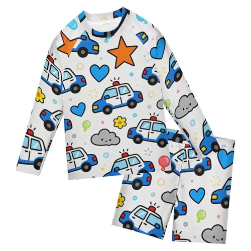 Traje de baño de 2 piezas infantil con protección UV azul de policía