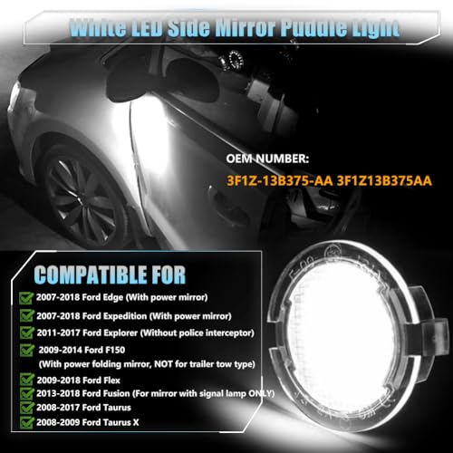 Lámparas LED para espejo lateral Ford F150, 2 piezas blanco miniatura 3
