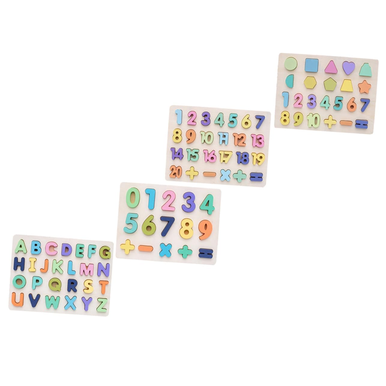 Puzzle Educativo in Legno Blocchi Lettere e Numeri 4 Pezzi Festa Scuola | Superficie Liscia, Colori Vivaci, Facile da Usare, senza Ferire le Mani, per Ragazzo Ragazza