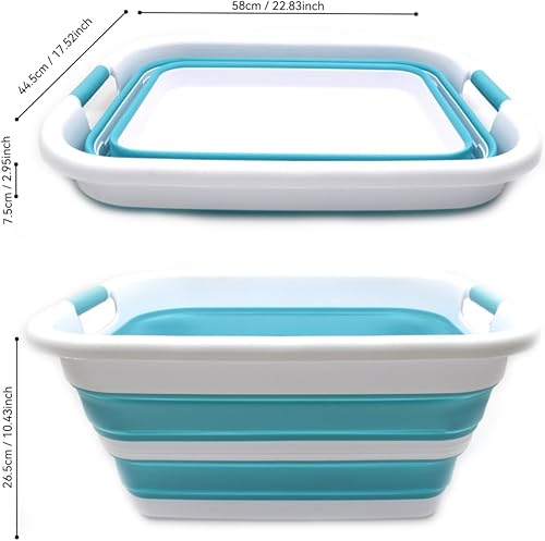 Miniatura 4 de SAMMART Cesta plegable de plástico plegable de 41 L (10.8 galones), contenedor de almacenamiento plegable, bañera de lavado portátil, cesta de