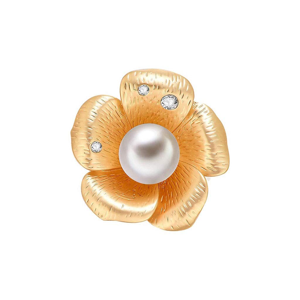 Broche de Solapa con Perlas y Flores Doradas, Broche Elegante de aleación para Mujer, Accesorio de decoración para Bolso de Vestir