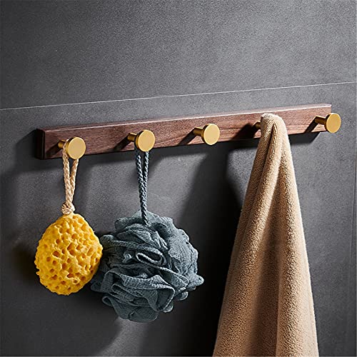 Percheros para Perchero de Pared Montaje en Pared, Perchero de Entrada con 5 Ganchos de Pared, Perchero para Bata y Ropa (Color: Dorado, Tamaño: 50x5x5cm)