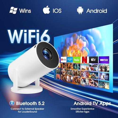 Image of Amitasha Projector 4K Ultra HD 1080P Built-in App YouTube Netflix Portable FHD Support with WiFi and Bluetooth 180 Adjustable Screen HDMI /TV Stick /PS5 /Laptop with HDMI Cable