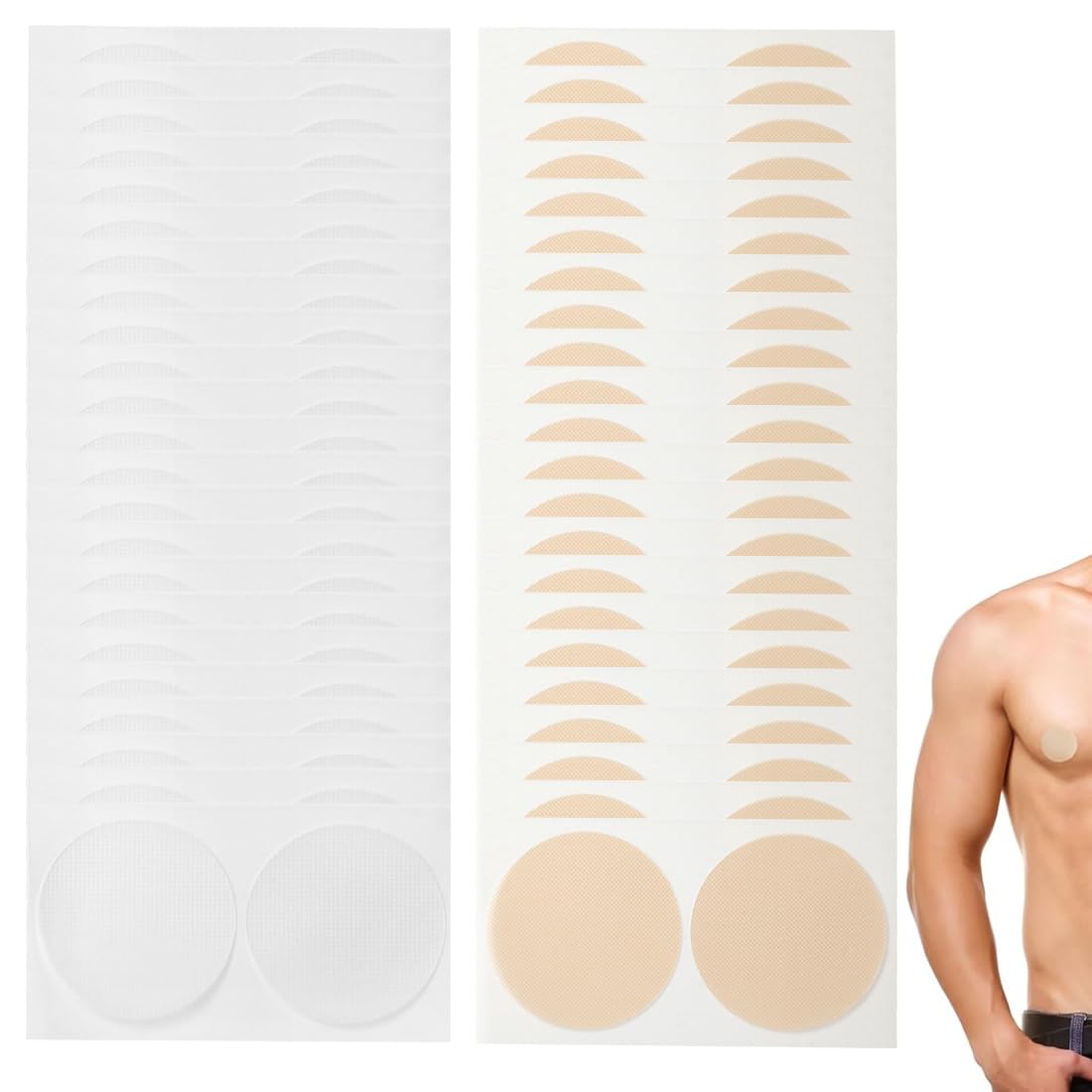 CPJJ 60 Piezas de Cubre pezones para Hombre Tapas de Pezón Desechables Pezoneras Adhesivas Invisibles Hipoalergénica Transpirable para Pezones Cubierta para Pezones Marathon Run Gear