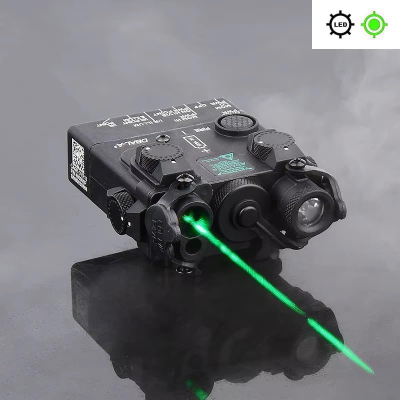 DABL-A2 Red/Green Powerful Laser Dot IR Indicator Sight with M300A/M600C Flashlight & Dual Control Remote Pressure Button Switch，600 Lumen White LED Tactics Scout Torch Lights，for 20mm Picatinny Rail
