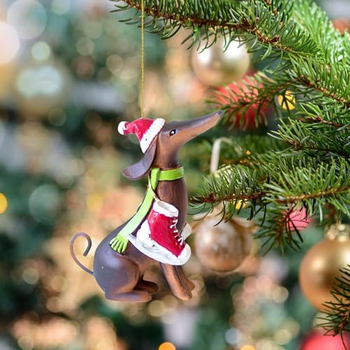 7 Stück Weihnachtsdackel Dekorationen, Dackel Weihnachtsbaum Dekorative Anhänger aus Acryl 2D für Hunde Weihnachtsbaumschmuck Hunde für Weihnachtsbäume Anhänger Ornament