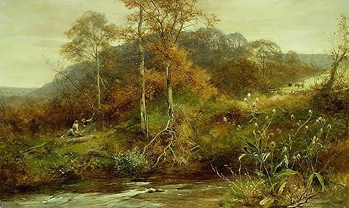 Cuadro vintage Autumn River Scene de 60x90cm para pared