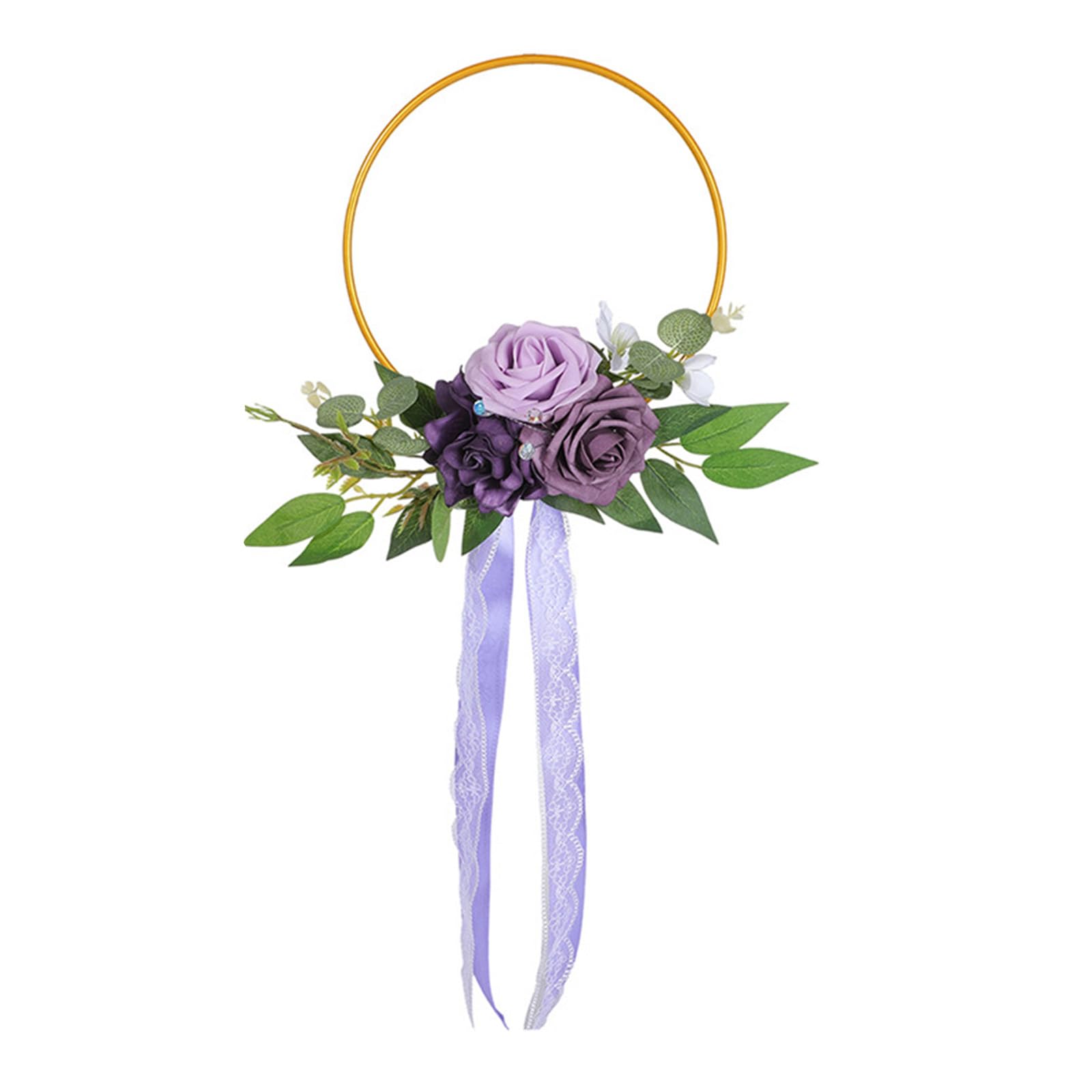 Realistic Artificial Rose Wreath with Iron Frame Floral Garland for Home Wedding Decor Rose Iron Wreath
