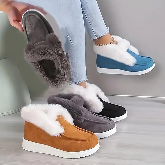 Fuzzy Slippers Women Plush Platform Fleece Lining Cozy Shoes Indoor Outdoor Winter Warm Fuzzy House Slipper Soft Slip on Faux Fur Lined Slipper House Shoes3