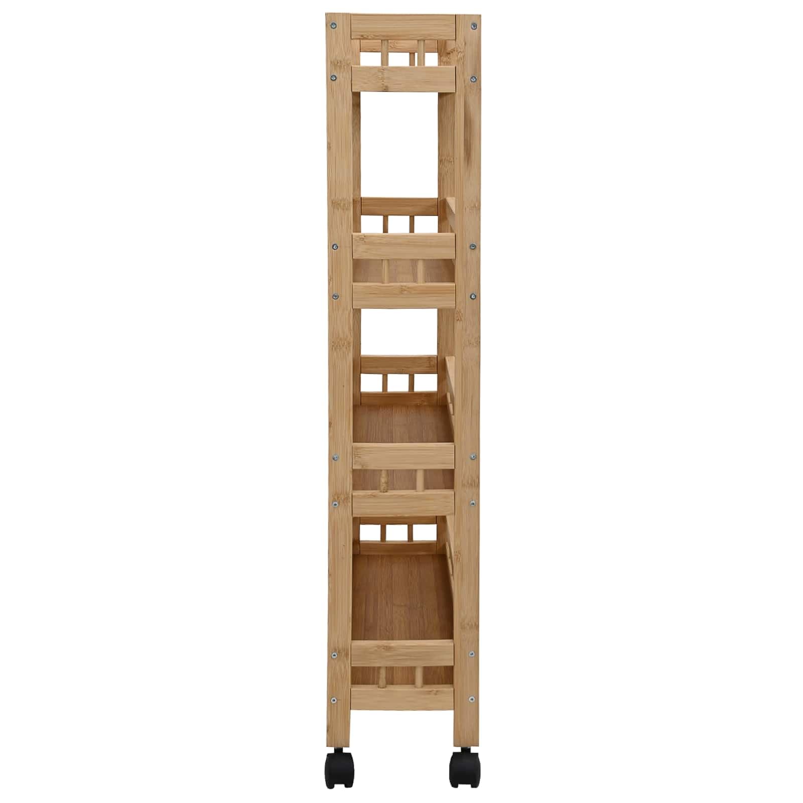 Carro de cocina de bambú 60 x 18 x 97 cm con ruedas